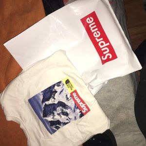 Northface X supreme mountain T-shirt